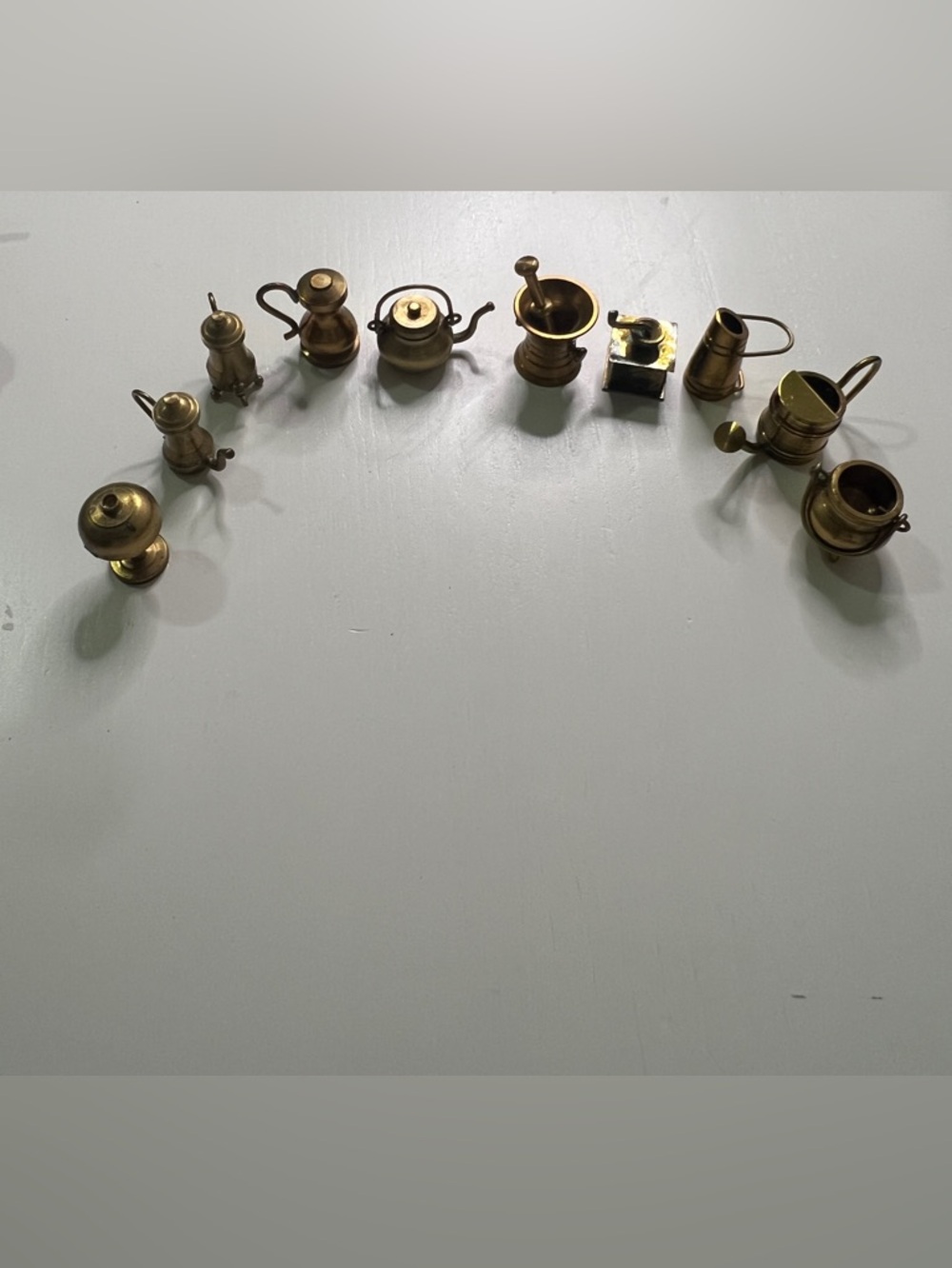 Miniature Brass Kitchenware Set - Vintage Style
